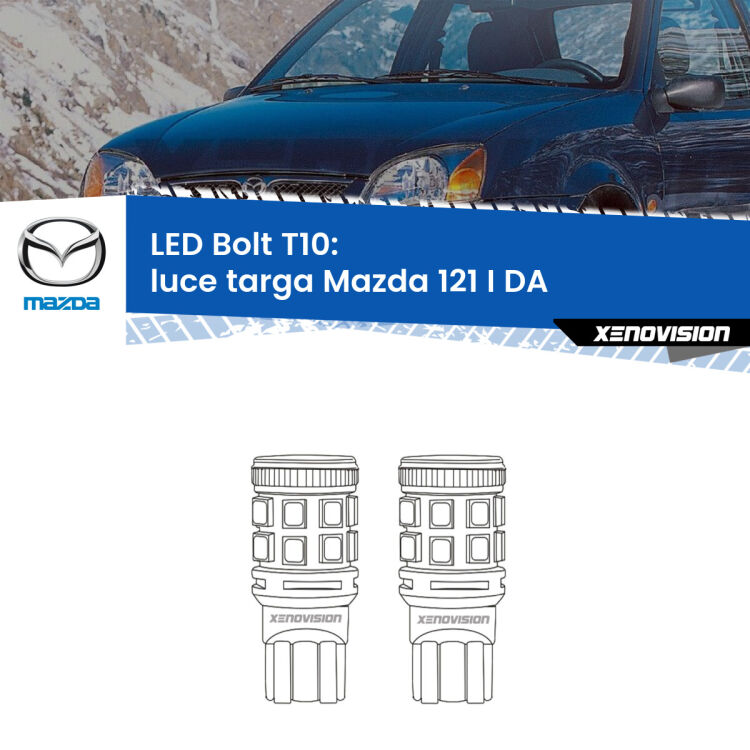 <strong>Luce Targa LED per Mazda 121 I</strong> DA 1987 - 1990. Coppia lampade <strong>T10</strong> modello Bolt canbus.