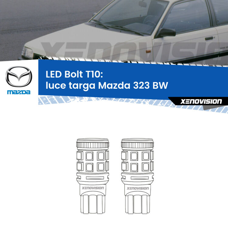 <strong>Luce Targa LED per Mazda 323</strong> BW 1986 - 1994. Coppia lampade <strong>T10</strong> modello Bolt canbus.