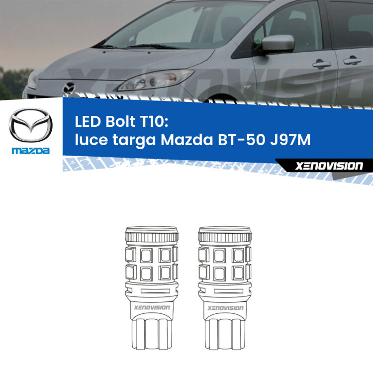 <strong>Luce Targa LED per Mazda BT-50</strong> J97M 2006 - 2010. Coppia lampade <strong>T10</strong> modello Bolt canbus.