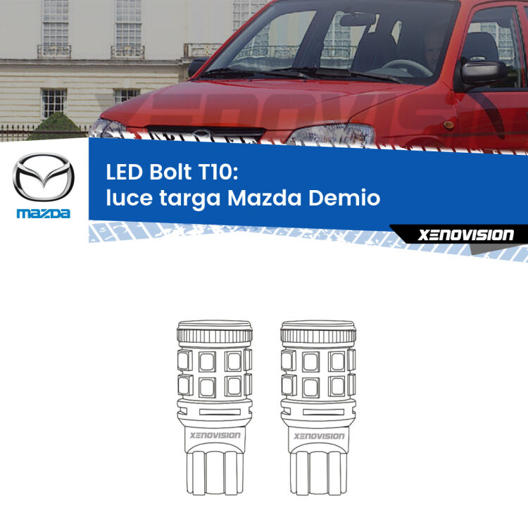 <strong>Luce Targa LED per Mazda Demio</strong>  1998 - 2003. Coppia lampade <strong>T10</strong> modello Bolt canbus.