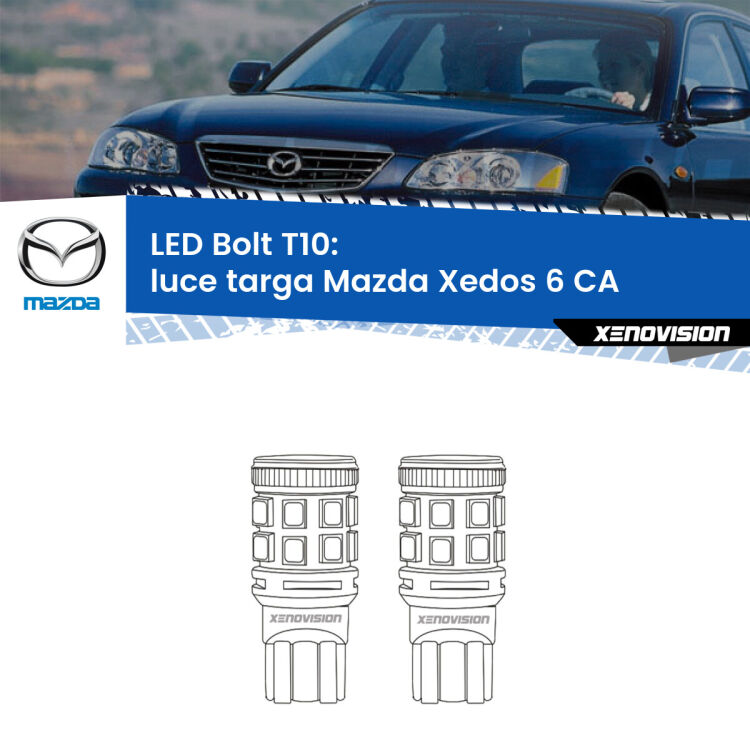 <strong>Luce Targa LED per Mazda Xedos 6</strong> CA 1992 - 1999. Coppia lampade <strong>T10</strong> modello Bolt canbus.