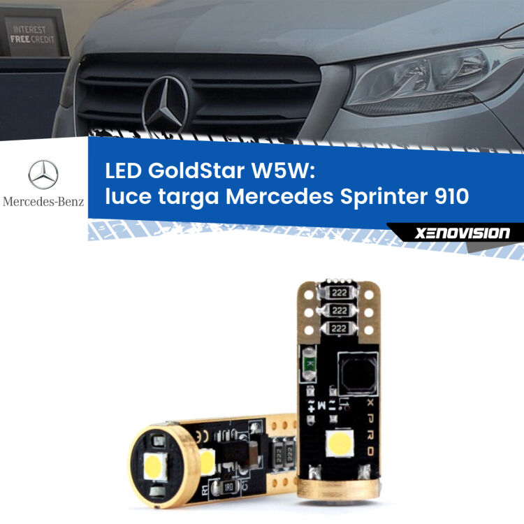 <strong>Luce Targa LED Mercedes Sprinter</strong> 910 2018 in poi: ottima luminosità a 360 gradi. Si inseriscono ovunque. Canbus, Top Quality.