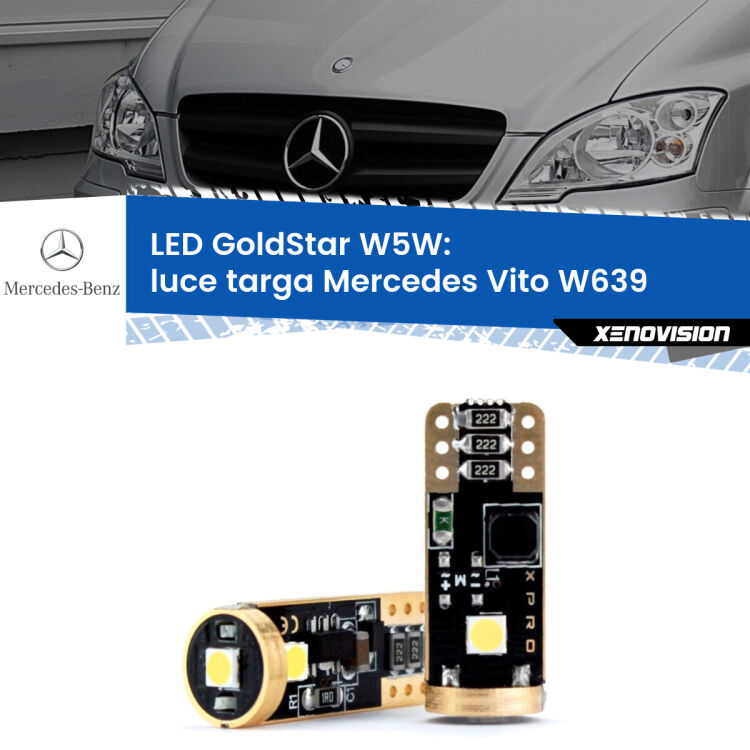 <strong>Luce Targa LED Mercedes Vito</strong> W639 2004 - 2012: ottima luminosità a 360 gradi. Si inseriscono ovunque. Canbus, Top Quality.