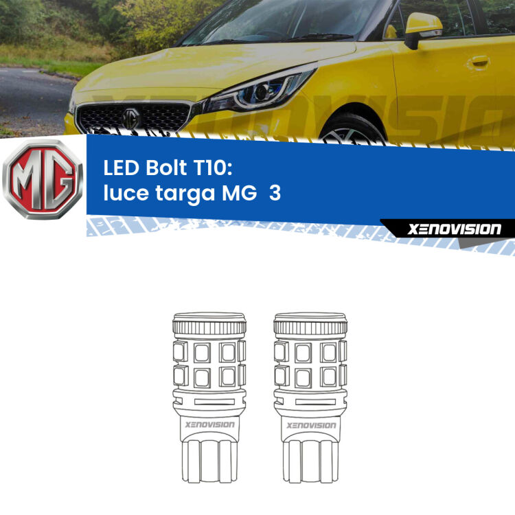 <strong>Luce Targa LED per MG  3</strong>  2011 in poi. Coppia lampade <strong>T10</strong> modello Bolt canbus.