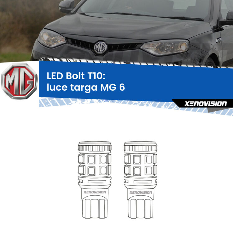 <strong>Luce Targa LED per MG 6</strong>  2010 in poi. Coppia lampade <strong>T10</strong> modello Bolt canbus.