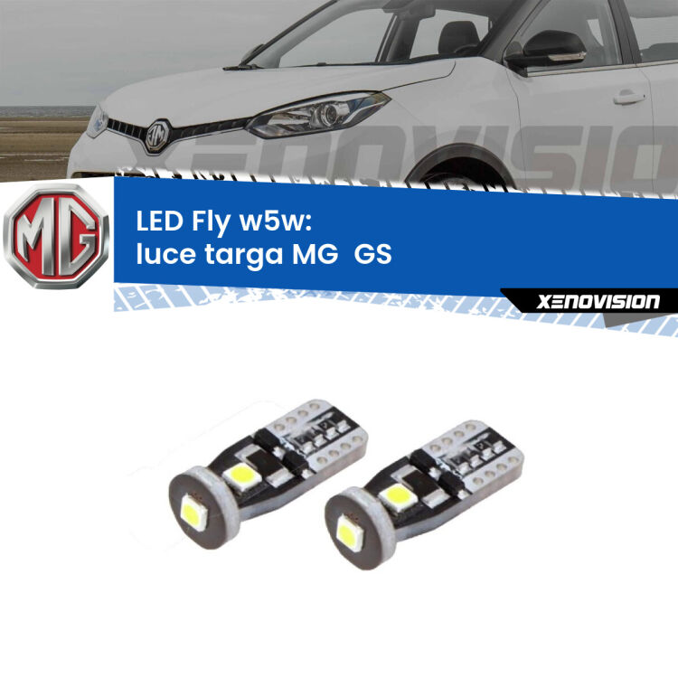 <strong>luce targa LED per MG  GS</strong>  2016 - 2019. Coppia lampadine <strong>w5w</strong> Canbus compatte modello Fly Xenovision.