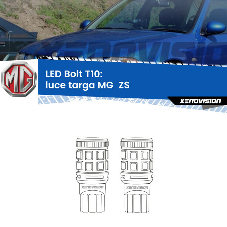 <strong>Luce Targa LED per MG  ZS</strong>  2001 - 2005. Coppia lampade <strong>T10</strong> modello Bolt canbus.