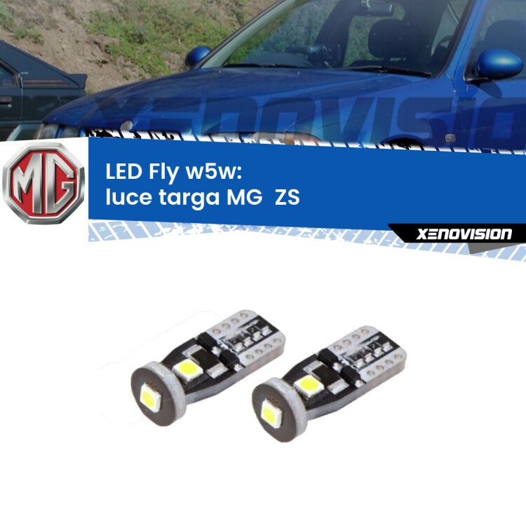 <strong>luce targa LED per MG  ZS</strong>  2001 - 2005. Coppia lampadine <strong>w5w</strong> Canbus compatte modello Fly Xenovision.