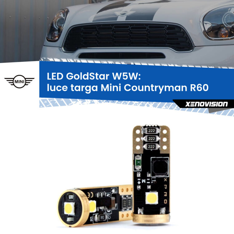 <strong>Luce Targa LED Mini Countryman</strong> R60 2010 - 2016: ottima luminosità a 360 gradi. Si inseriscono ovunque. Canbus, Top Quality.