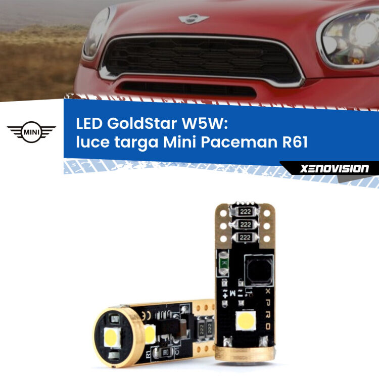 <strong>Luce Targa LED Mini Paceman</strong> R61 2012 - 2016: ottima luminosità a 360 gradi. Si inseriscono ovunque. Canbus, Top Quality.