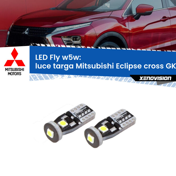 <strong>luce targa LED per Mitsubishi Eclipse cross</strong> GK 2017 in poi. Coppia lampadine <strong>w5w</strong> Canbus compatte modello Fly Xenovision.