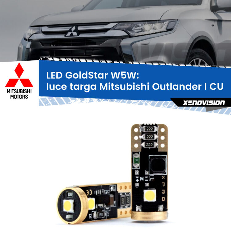 <strong>Luce Targa LED Mitsubishi Outlander I</strong> CU 2001 - 2006: ottima luminosità a 360 gradi. Si inseriscono ovunque. Canbus, Top Quality.