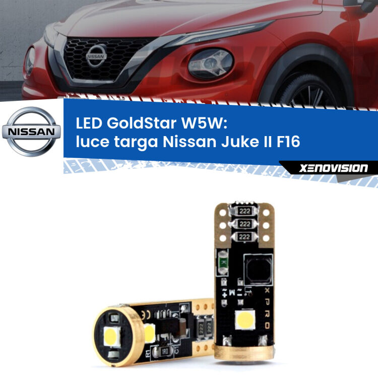 <strong>Luce Targa LED Nissan Juke II</strong> F16 2019 in poi: ottima luminosità a 360 gradi. Si inseriscono ovunque. Canbus, Top Quality.