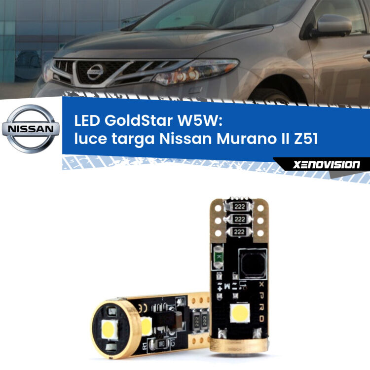 <strong>Luce Targa LED Nissan Murano II</strong> Z51 2007 - 2014: ottima luminosità a 360 gradi. Si inseriscono ovunque. Canbus, Top Quality.