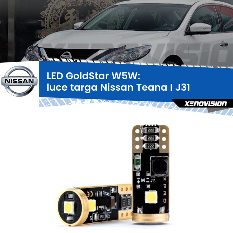 <strong>Luce Targa LED Nissan Teana I</strong> J31 2003 - 2008: ottima luminosità a 360 gradi. Si inseriscono ovunque. Canbus, Top Quality.