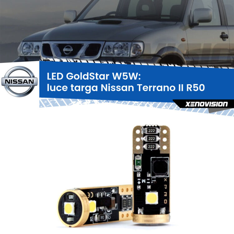 <strong>Luce Targa LED Nissan Terrano II</strong> R50 1997 - 2004: ottima luminosità a 360 gradi. Si inseriscono ovunque. Canbus, Top Quality.