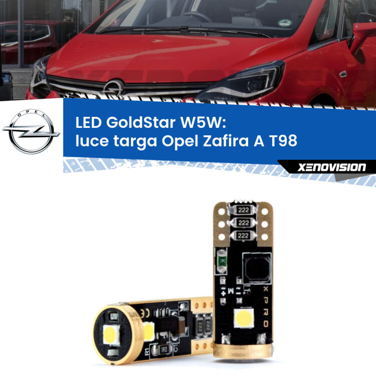 <strong>Luce Targa LED Opel Zafira A</strong> T98 2003 - 2005: ottima luminosità a 360 gradi. Si inseriscono ovunque. Canbus, Top Quality.