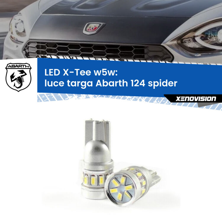 <strong>LED luce targa per Abarth 124 spider</strong>  2016 - 2019. Lampade <strong>W5W</strong> modello X-Tee Xenovision top di gamma.