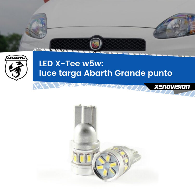 <strong>LED luce targa per Abarth Grande punto</strong>  2007 - 2010. Lampade <strong>W5W</strong> modello X-Tee Xenovision top di gamma.