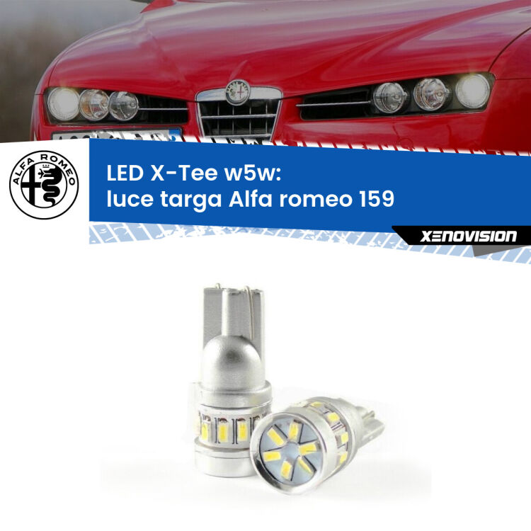 <strong>LED luce targa per Alfa romeo 159</strong>  2005 - 2012. Lampade <strong>W5W</strong> modello X-Tee Xenovision top di gamma.