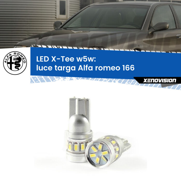 <strong>LED luce targa per Alfa romeo 166</strong>  1998 - 2007. Lampade <strong>W5W</strong> modello X-Tee Xenovision top di gamma.