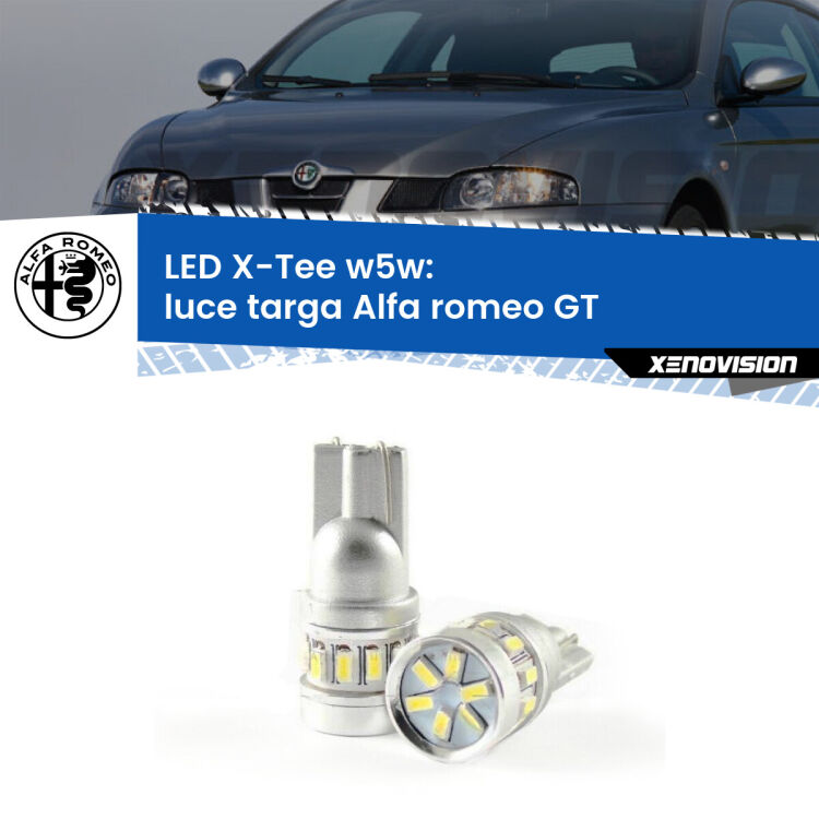 <strong>LED luce targa per Alfa romeo GT</strong>  2003 - 2010. Lampade <strong>W5W</strong> modello X-Tee Xenovision top di gamma.