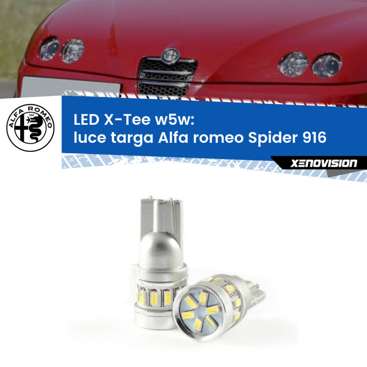 <strong>LED luce targa per Alfa romeo Spider</strong> 916 1995 - 2005. Lampade <strong>W5W</strong> modello X-Tee Xenovision top di gamma.