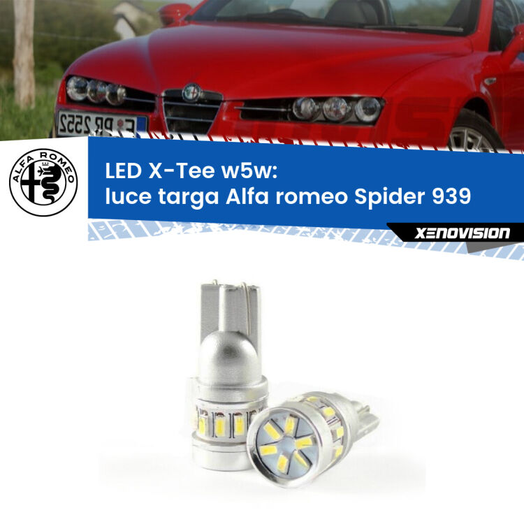 <strong>LED luce targa per Alfa romeo Spider</strong> 939 2006 - 2010. Lampade <strong>W5W</strong> modello X-Tee Xenovision top di gamma.