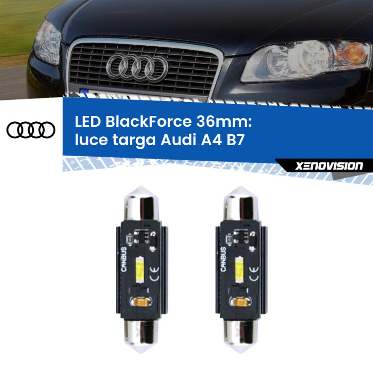 <strong>Luce Targa LED per Audi A4</strong> B7 2004 - 2008. Coppia lampade <strong>C5W</strong> 36mm modello BlackForce canbus.