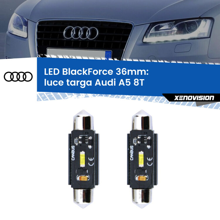 <strong>Luce Targa LED per Audi A5</strong> 8T 2007 - 2017. Coppia lampade <strong>C5W</strong> 36mm modello BlackForce canbus.