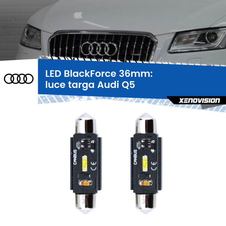 <strong>Luce Targa LED per Audi Q5</strong>  2008 - 2011. Coppia lampade <strong>C5W</strong> 36mm modello BlackForce canbus.