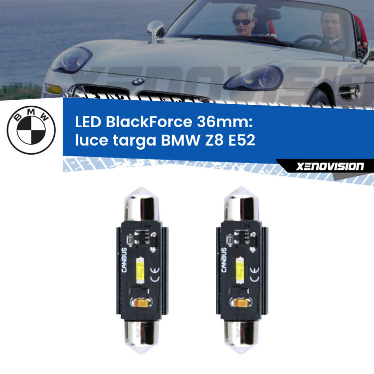 <strong>Luce Targa LED per BMW Z8</strong> E52 2000 - 2003. Coppia lampade <strong>C5W</strong> 36mm modello BlackForce canbus.