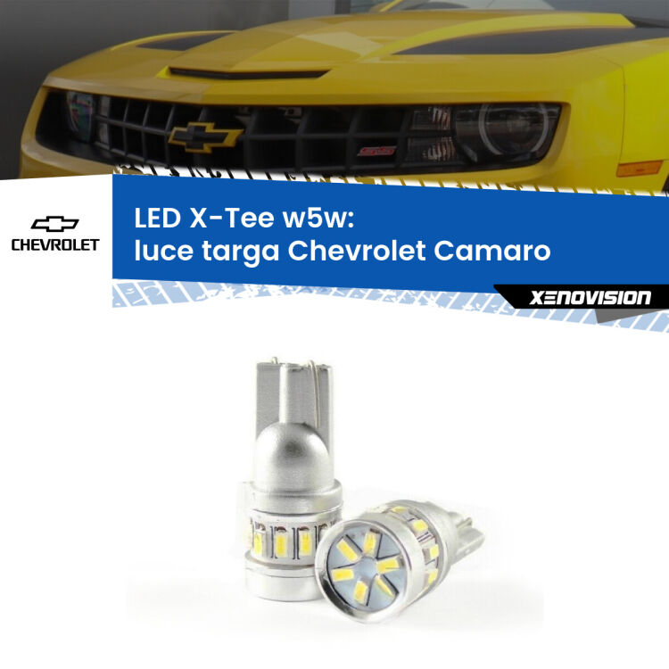 <strong>LED luce targa per Chevrolet Camaro</strong>  2011 - 2015. Lampade <strong>W5W</strong> modello X-Tee Xenovision top di gamma.