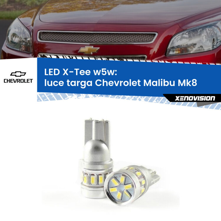 <strong>LED luce targa per Chevrolet Malibu</strong> Mk8 2012 - 2015. Lampade <strong>W5W</strong> modello X-Tee Xenovision top di gamma.