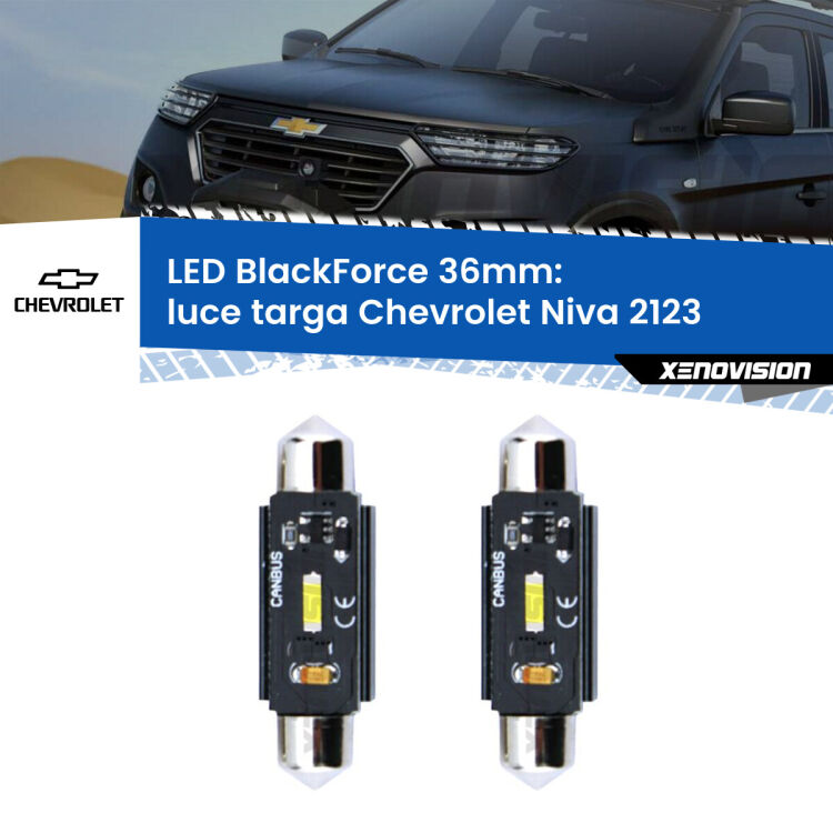 <strong>Luce Targa LED per Chevrolet Niva</strong> 2123 2002 - 2009. Coppia lampade <strong>C5W</strong> 36mm modello BlackForce canbus.