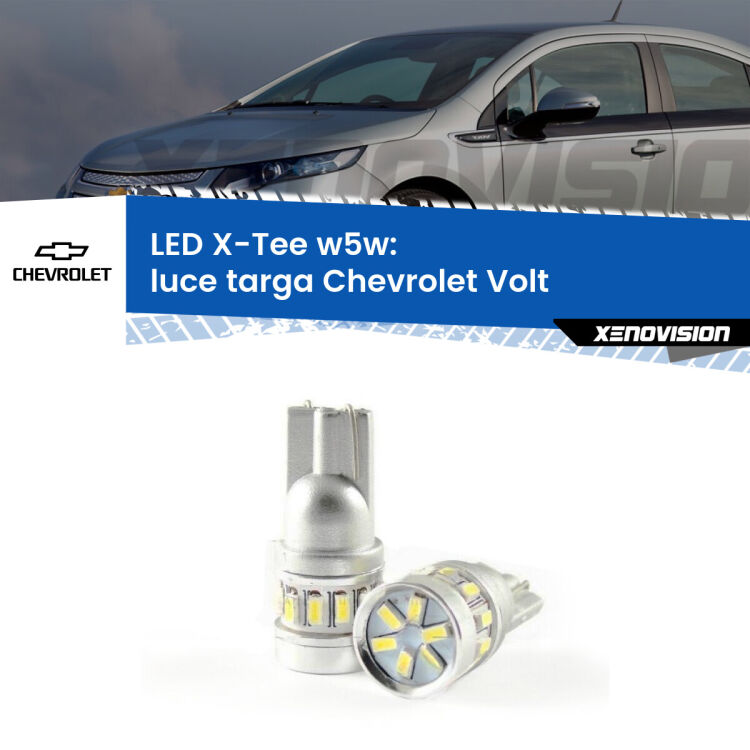 <strong>LED luce targa per Chevrolet Volt</strong>  2011 - 2019. Lampade <strong>W5W</strong> modello X-Tee Xenovision top di gamma.