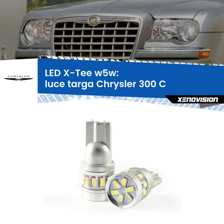 <strong>LED luce targa per Chrysler 300 C</strong>  2004 - 2012. Lampade <strong>W5W</strong> modello X-Tee Xenovision top di gamma.