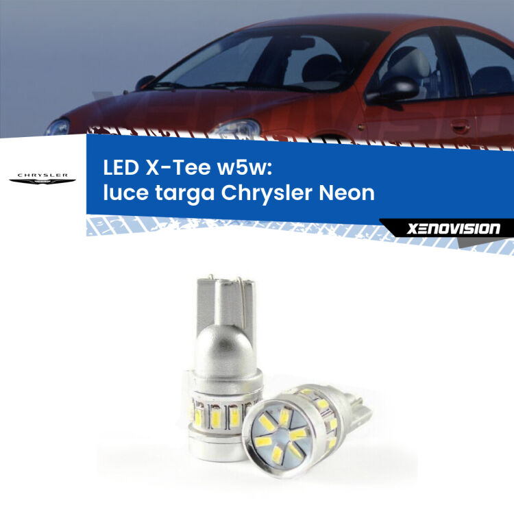 <strong>LED luce targa per Chrysler Neon</strong>  1994 - 1999. Lampade <strong>W5W</strong> modello X-Tee Xenovision top di gamma.