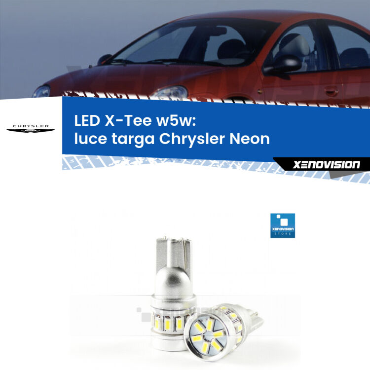 <strong>LED luce targa per Chrysler Neon</strong>  1994 - 1999. Lampade <strong>W5W</strong> modello X-Tee Xenovision top di gamma.