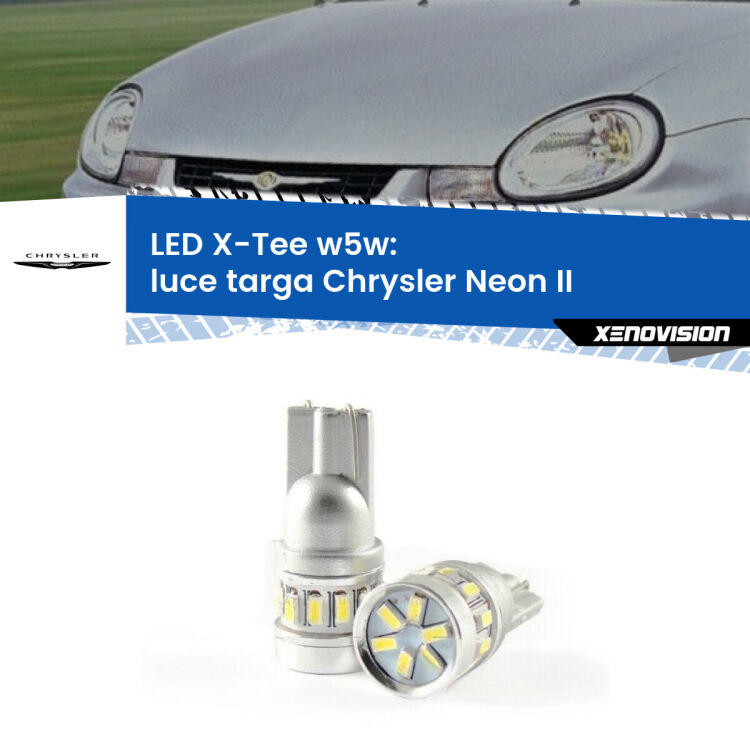 <strong>LED luce targa per Chrysler Neon II</strong>  1999 - 2006. Lampade <strong>W5W</strong> modello X-Tee Xenovision top di gamma.