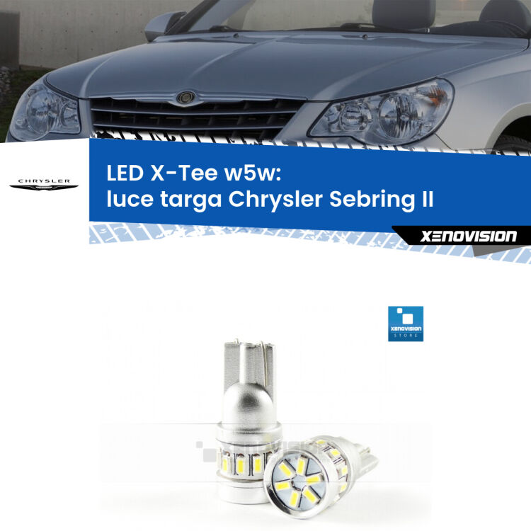 <strong>LED luce targa per Chrysler Sebring</strong> II 2007 - 2010. Lampade <strong>W5W</strong> modello X-Tee Xenovision top di gamma.