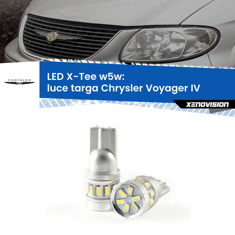 <strong>LED luce targa per Chrysler Voyager IV</strong>  2000 - 2007. Lampade <strong>W5W</strong> modello X-Tee Xenovision top di gamma.