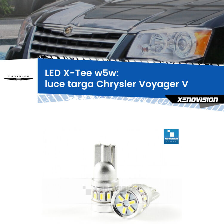 <strong>LED luce targa per Chrysler Voyager V</strong>  2007 - 2016. Lampade <strong>W5W</strong> modello X-Tee Xenovision top di gamma.