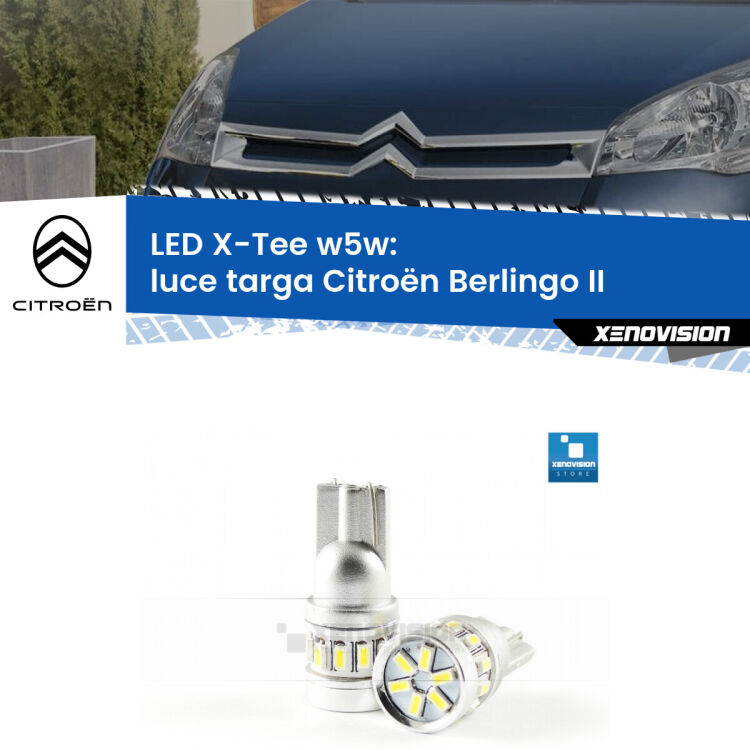 <strong>LED luce targa per Citroën Berlingo</strong> II 2008 - 2017. Lampade <strong>W5W</strong> modello X-Tee Xenovision top di gamma.