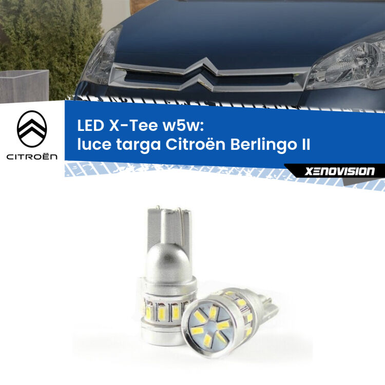 <strong>LED luce targa per Citroën Berlingo</strong> II 2008 - 2017. Lampade <strong>W5W</strong> modello X-Tee Xenovision top di gamma.