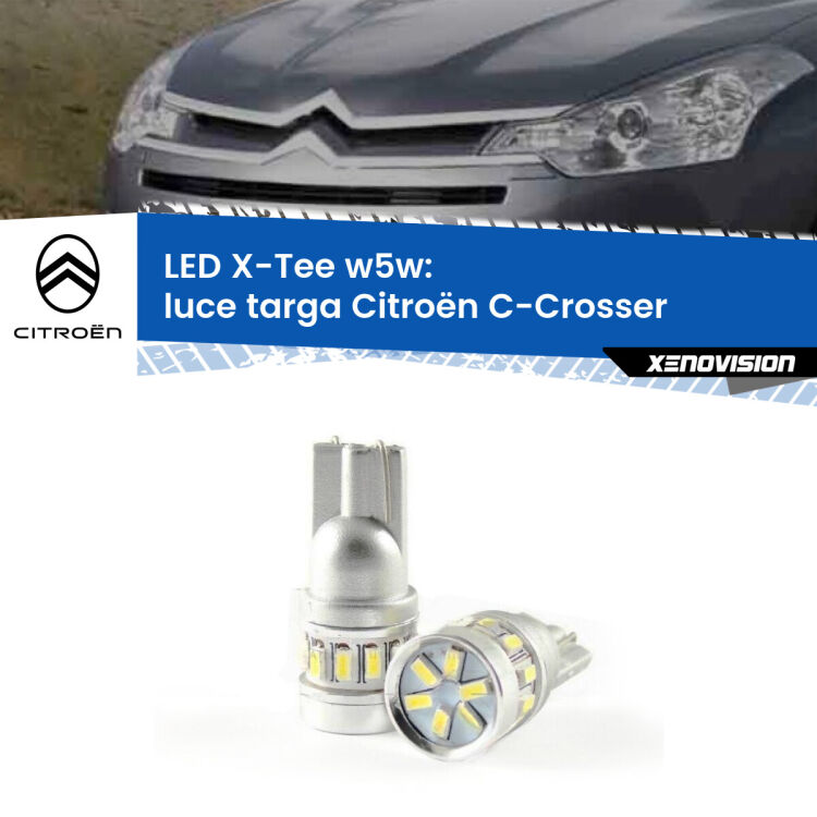 <strong>LED luce targa per Citroën C-Crosser</strong>  2007 - 2012. Lampade <strong>W5W</strong> modello X-Tee Xenovision top di gamma.