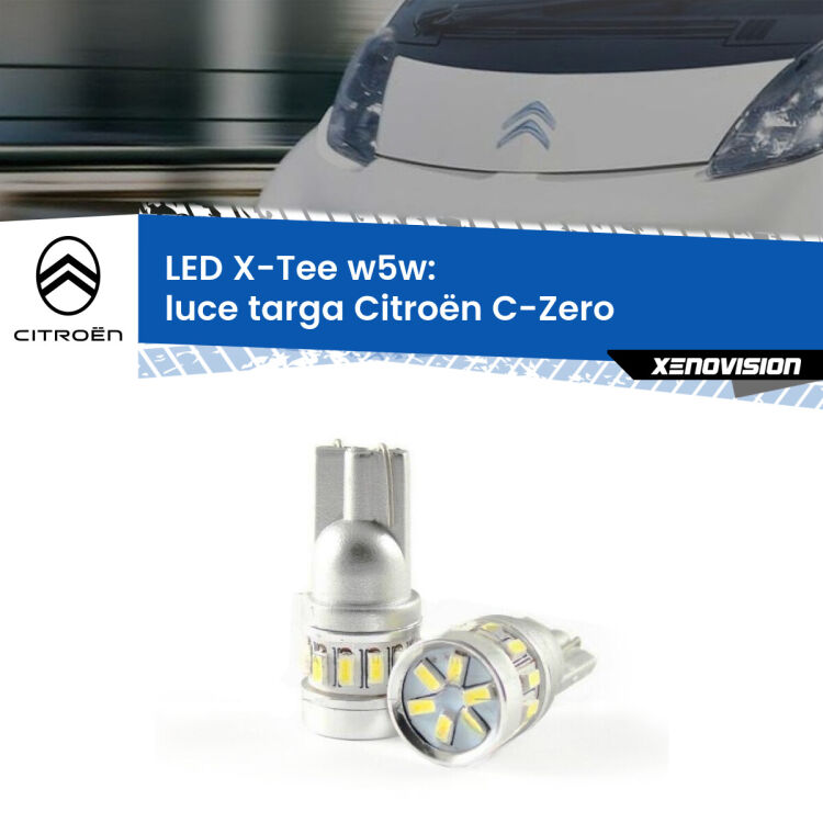 <strong>LED luce targa per Citroën C-Zero</strong>  2010 - 2019. Lampade <strong>W5W</strong> modello X-Tee Xenovision top di gamma.