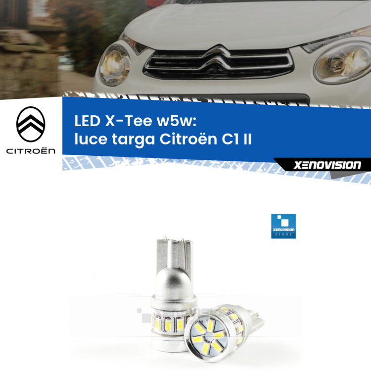 <strong>LED luce targa per Citroën C1</strong> II 2014 in poi. Lampade <strong>W5W</strong> modello X-Tee Xenovision top di gamma.