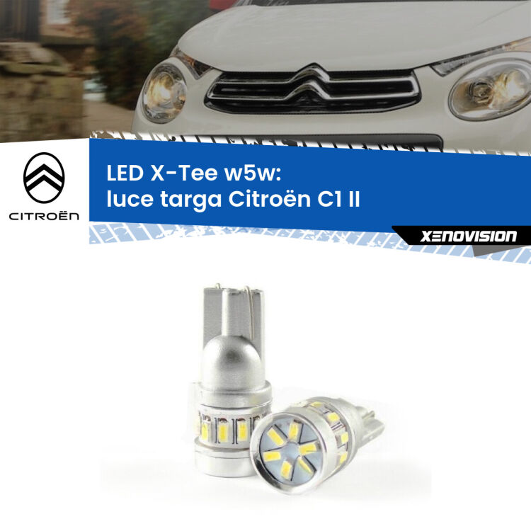 <strong>LED luce targa per Citroën C1</strong> II 2014 in poi. Lampade <strong>W5W</strong> modello X-Tee Xenovision top di gamma.