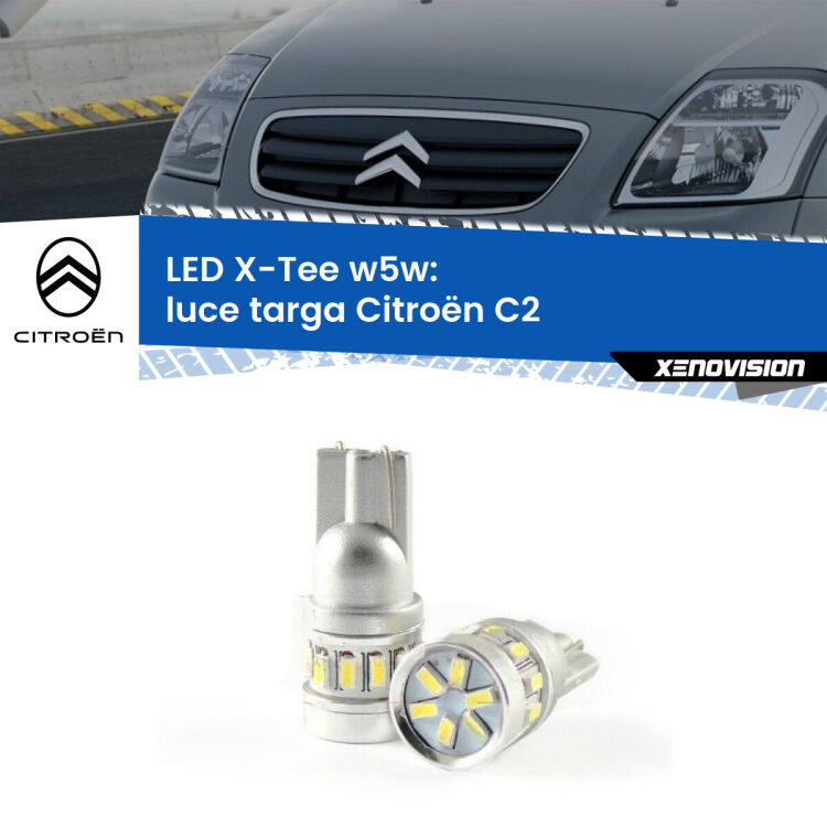 <strong>LED luce targa per Citroën C2</strong>  2003 - 2009. Lampade <strong>W5W</strong> modello X-Tee Xenovision top di gamma.